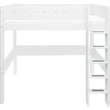 WHITE High Bed with Vertical Ladder, 90 x 200 cm