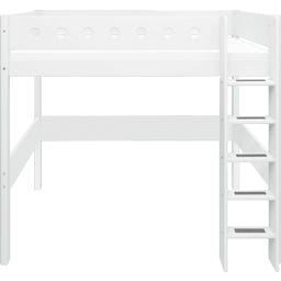 WHITE High Bed with Vertical Ladder, 90 x 200 cm - White