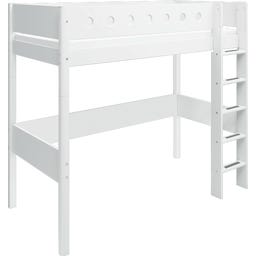 WHITE High Bed with Vertical Ladder, 90 x 200 cm - White