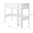 WHITE High Bed with Vertical Ladder, 90 x 200 cm - White