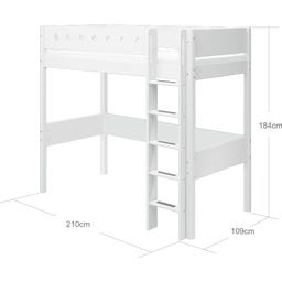 WHITE High Bed with Vertical Ladder, 90 x 200 cm - White