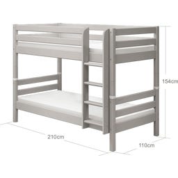 CLASSIC Etagenbett 154 cm mit Leiter und Absturzsicherung - Grau lasiert