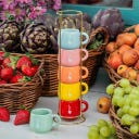 Mercato Della Frutta stapelbare Espressotassen mit Metallgestell – Farbenmix