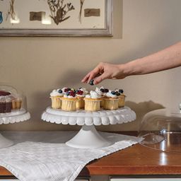 Présentoir à Gâteau Tiffany avec Cloche, Grand - blanc