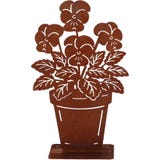 D&eacute;coration Effet Rouille &laquo; Pens&eacute;es dans un Pot de Fleurs &raquo;