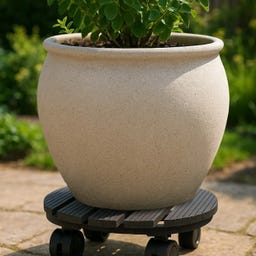 Esschert Design Portavaso con Ruote in WPC da Esterno - Tondo