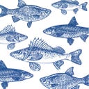 PPD Graphic Fishes marine - 33 x 33 cm