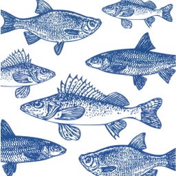 PPD Graphic Fishes marine - 33 x 33 cm