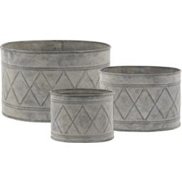 Plant Pots, Set of 3, Antique Zinc - 1 set