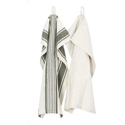 Classic Textiles of Sweden Geschirrtuch 2er-Pack Lukas - olive green/linen