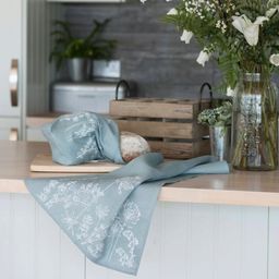 Helen Round Linen Tea Towel - Garden Design