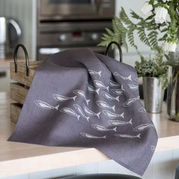 Helen Round Linen Tea Towel - Quayside Design - 1 item