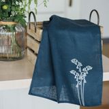 Helen Round Linen Tea Towel - Bluebell Design