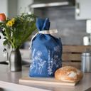Helen Round Linen Bread Bag - Garden Design - Blue