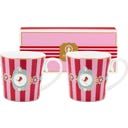 Love Birds Medallion Stripes Red-Pink Mokken - Set van 2, Klein