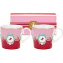 Love Birds Medallion Red-Pink Mokken - Set van 2, Klein
