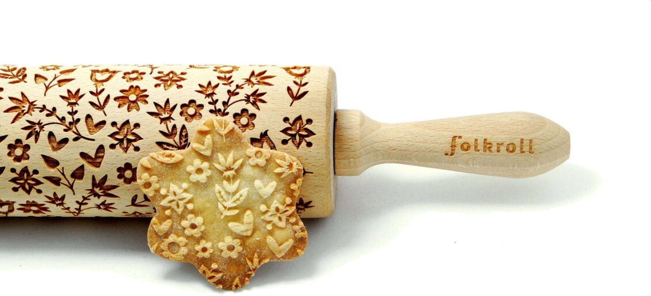 folkroll Flower Power Rolling Pin - large