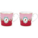 Love Birds Medallion Red-Pink Mokken - Set van 2, Klein