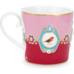 Love Birds Medallion Red-Pink Mokken - Set van 2, Klein