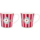 Love Birds Medallion Stripes Red-Pink Mokken - Set van 2, Klein