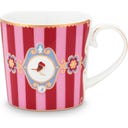Love Birds Medallion Stripes Red-Pink Mokken - Set van 2, Klein