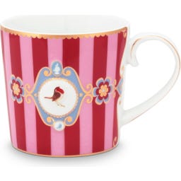 Love Birds Medallion Stripes Red-Pink Mokken - Set van 2, Klein