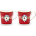 Love Birds Medallion Red Mokken - Set van 2, Klein