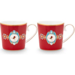 Love Birds Medallion Red Mokken - Set van 2, Klein
