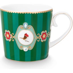 Love Birds Medallion Stripes Emerald-Green Mokken - Set van 2, Klein