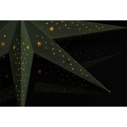 Green Paper Star with Green Velvet, Perforated - 1 item