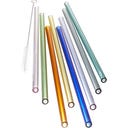 8 Gekleurde Glazen Rietjes FUTURE 23 cm met Borsteltje - 1 Set