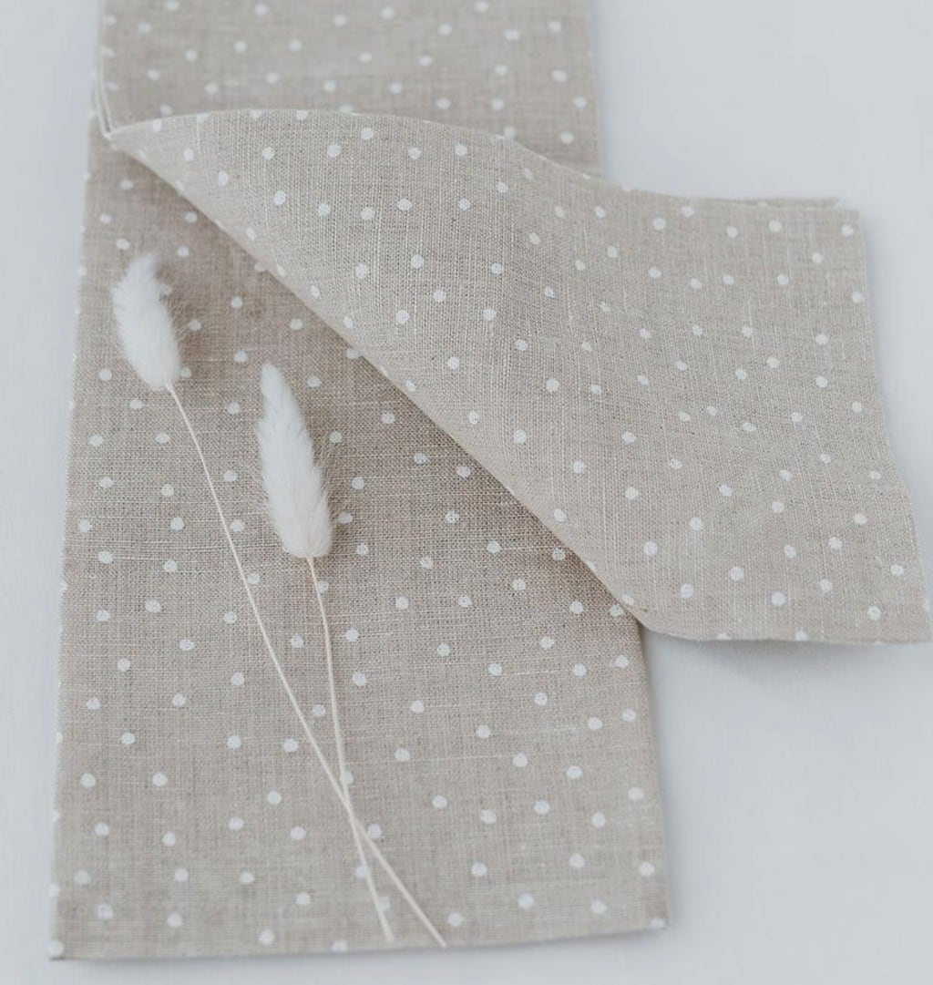 Dots Linen Tea Towels - Natural Beige, Set of 2 - 1 set