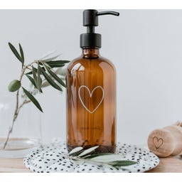 Eulenschnitt Seifenspender Herz aus Braunglas - 500 ml