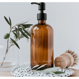 Eulenschnitt Seifenspender Herz aus Braunglas - 500 ml