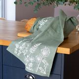 Helen Round Linen Tea Towel - Garden Design