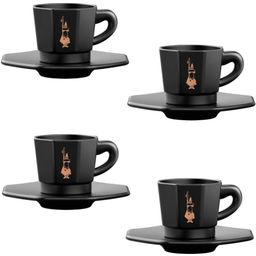 Bialetti Tazzine Espresso Ottagonali - Set da 4 - Nero / rame