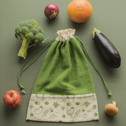 Pebbly Organic Cotton Vegetable Bag - Green - 1 item