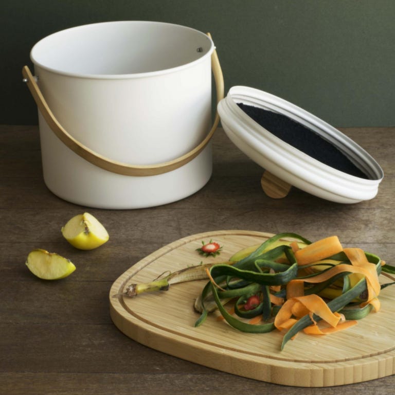 Bidone Per Compost Da Cucina 4 Litri - Con Filtro A Carboni Attivi Anti-Odore, Lavabile In Lavastoviglie, Colore Blu