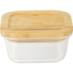 Pebbly Square Glass Container with Bamboo Lid - 0.52 litres