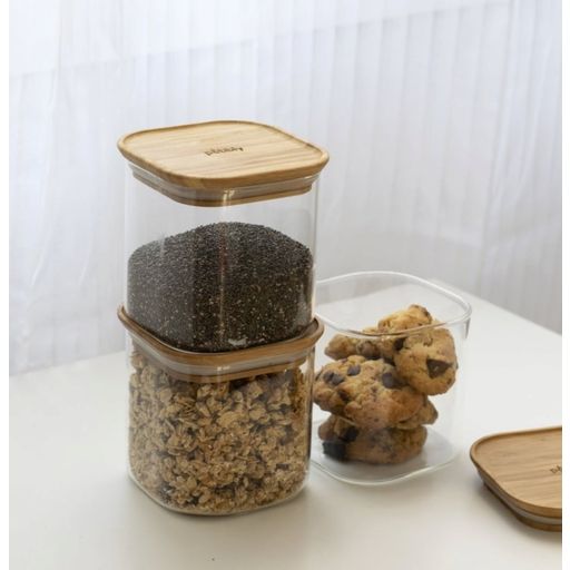 Glass Storage Jars with Bamboo Lids, Set of 3 - 1 item