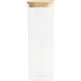 Pebbly Square Glass Container with Bamboo Lid