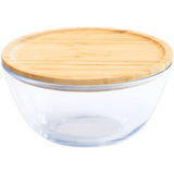 Pebbly Glass Bowl with Bamboo Lid