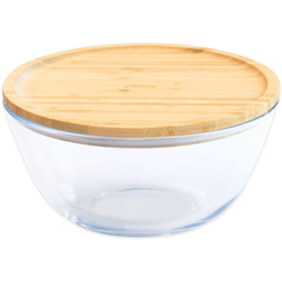 Pebbly Glass Bowl with Bamboo Lid - 2.6 litres