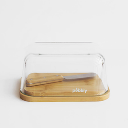 Pebbly Butter Dish with Knife, 3-Piece Set