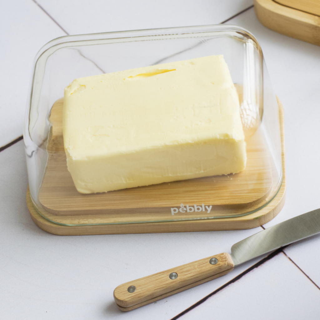 Pebbly Butter Dish with Knife, 3-Piece Set - 1 set