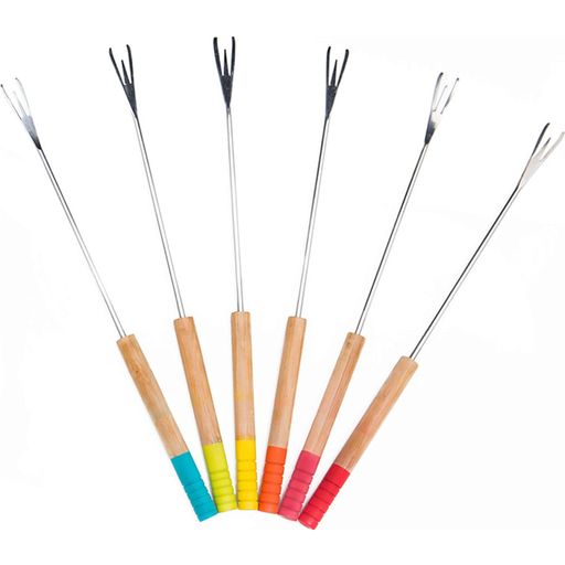 Pebbly Colourful Bamboo Fondue Forks - 1 set