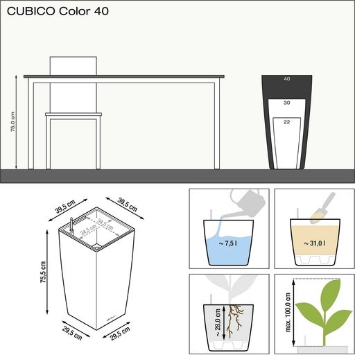 Lechuza CUBICO Color 40 Planter
