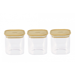 Glass Storage Jars with Bamboo Lids, Set of 3