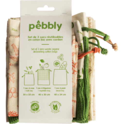 Pebbly Organic Cotton Bags - Set of 3 - 1 set