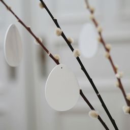 Eulenschnitt "Eggs" Wooden Hanging Decor, White